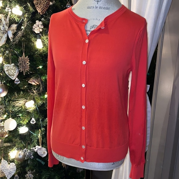 Banana Republic red button down cardigan longsleeve sweater shirt casual blouse​ - Picture 4 of 12